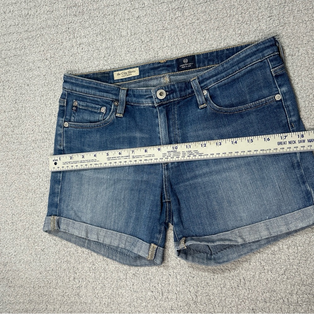 AG Adriano Goldschmied The City Short Rolled Hem Dark Blue Denim Shorts - Picture 4 of 12